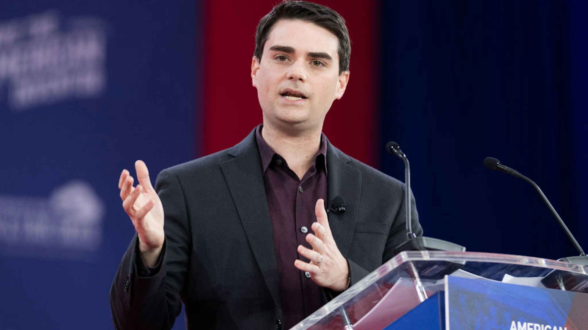 Ben Shapiro, host of his online political podcast The Ben Shapiro Show, at the Conservative Political Action Conference (CPAC) sponsored by the American Conservative Union held at the Gaylord National Resort & Convention Center in Oxon Hill.