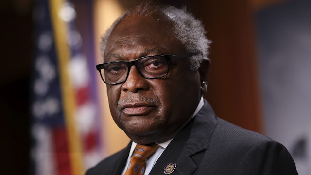 WASHINGTON, DC - SEPTEMBER 23: House Majority Whip Jim Clyburn (D-GA) speaks on medicare expansion and the reconciliation package during a press conference with fellow lawmakers at the U.S. Capitol on September 23, 2021 in Washington, DC. The group spoke on the need to expand medicare to assist low income Americans.