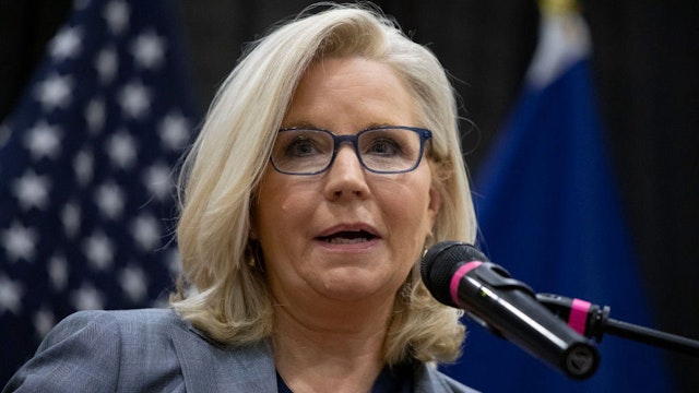 EAST LANSING, MI - NOVEMBER 01: Republican Rep. Liz Cheney (R-Wyo) campaigns with Democratic Rep. Elissa Slotkin (D-MI) at an “Evening for Patriotism and Bipartisanship” event on November 1, 2022 in East Lansing, Michigan. This is the first time that the Republican Congresswoman has publicly endorsed a Democrat. Cheney was defeated in her August Wyoming Primary by her Republican rival Harriet Hageman, who recently endorsed Republican congressional candidate Tom Barrett, Elissa Slotkin’s opponent, for Michigan’s 7th District. (Photo by Bill Pugliano/Getty Images)