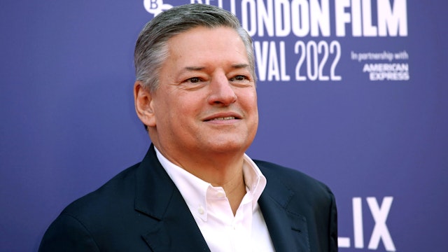 LONDON, ENGLAND - OCTOBER 15: Chief Content Officer of Netflix, Ted Sarandos attends the "Guillermo Del Toro's Pinocchio" world premiere during the 66th BFI London Film Festival at The Royal Festival Hall on October 15, 2022 in London, England.
