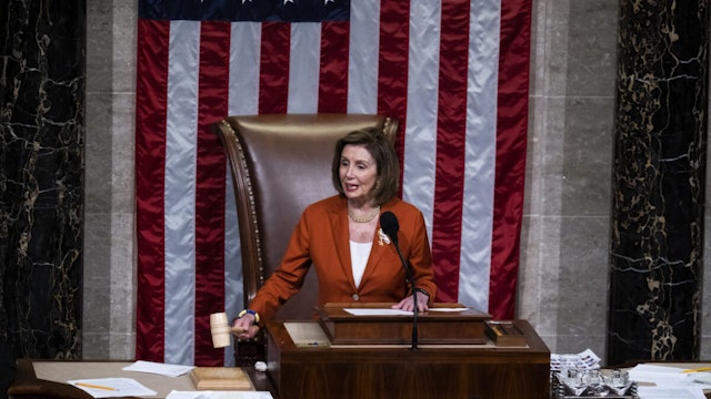 Speaker of the House Nancy Pelosi, D-Calif., announces the House voted to pass the Bipartisan Safer Communities Act in the U.S. Capitol which will help curb gun violence, on Friday, June 24, 2022