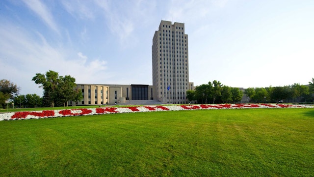 Photo taken August 18, 2013 shows the state Capitol of North Dakota at Bismarck.