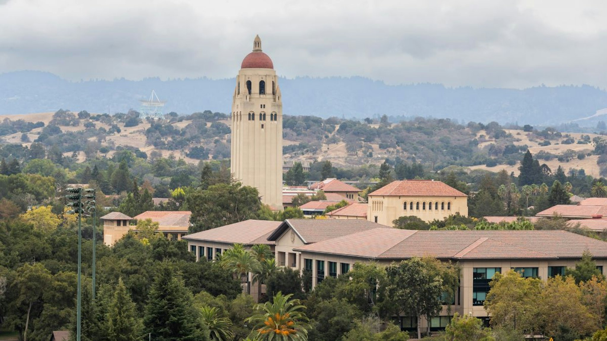 A general view of the campus of Stanford University including Hoover Tower as seen from Stanford Stadium on the day of a Pac-12 college football game between the USC Trojans and the Stanford Cardinal played on September 10, 2022 in Palo Alto, California.