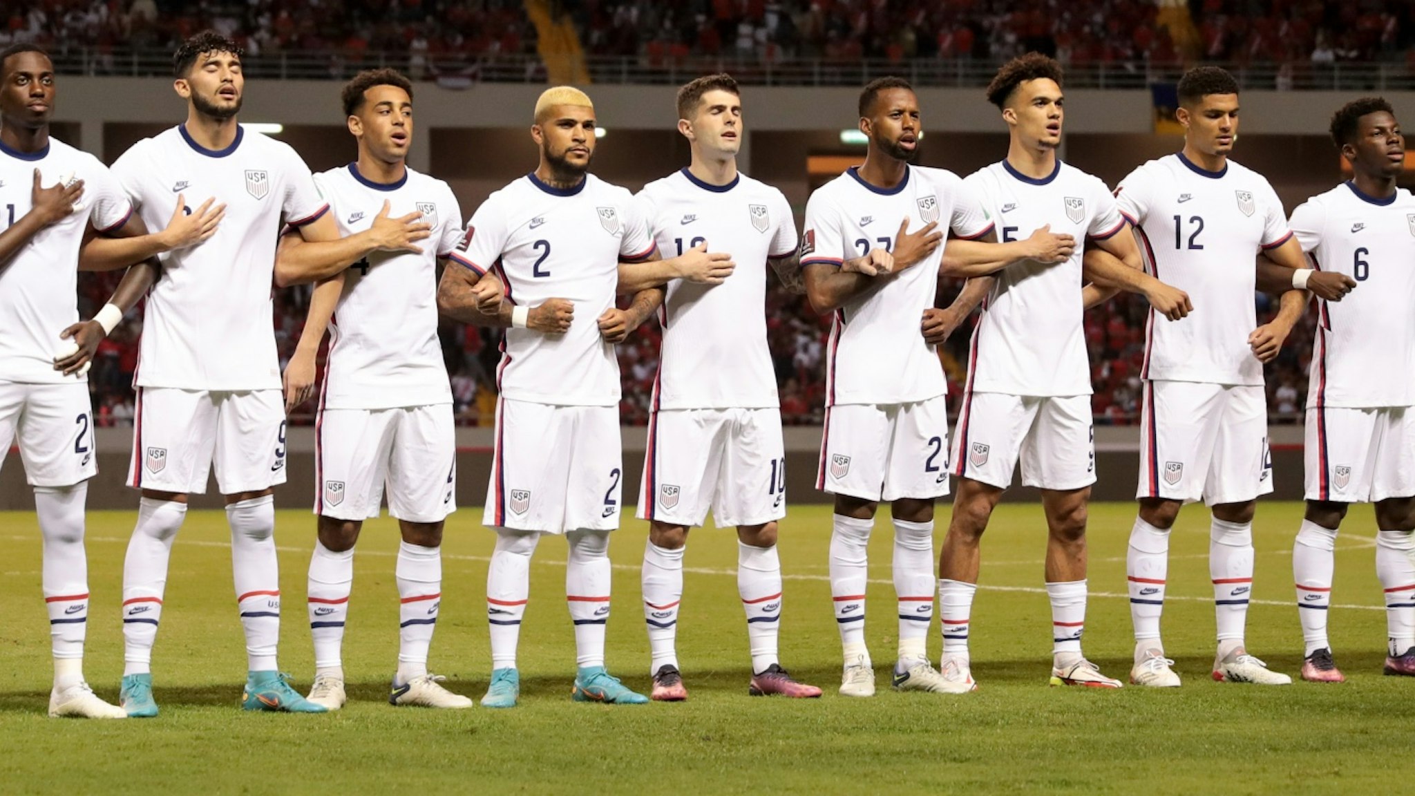 USMNT starting eleven during a FIFA World Cup qualifier game between Costa Rica and USMNT at Estadio Nacional de Costa Rica on March 30, 2022 in San Jose, Costa Rica.