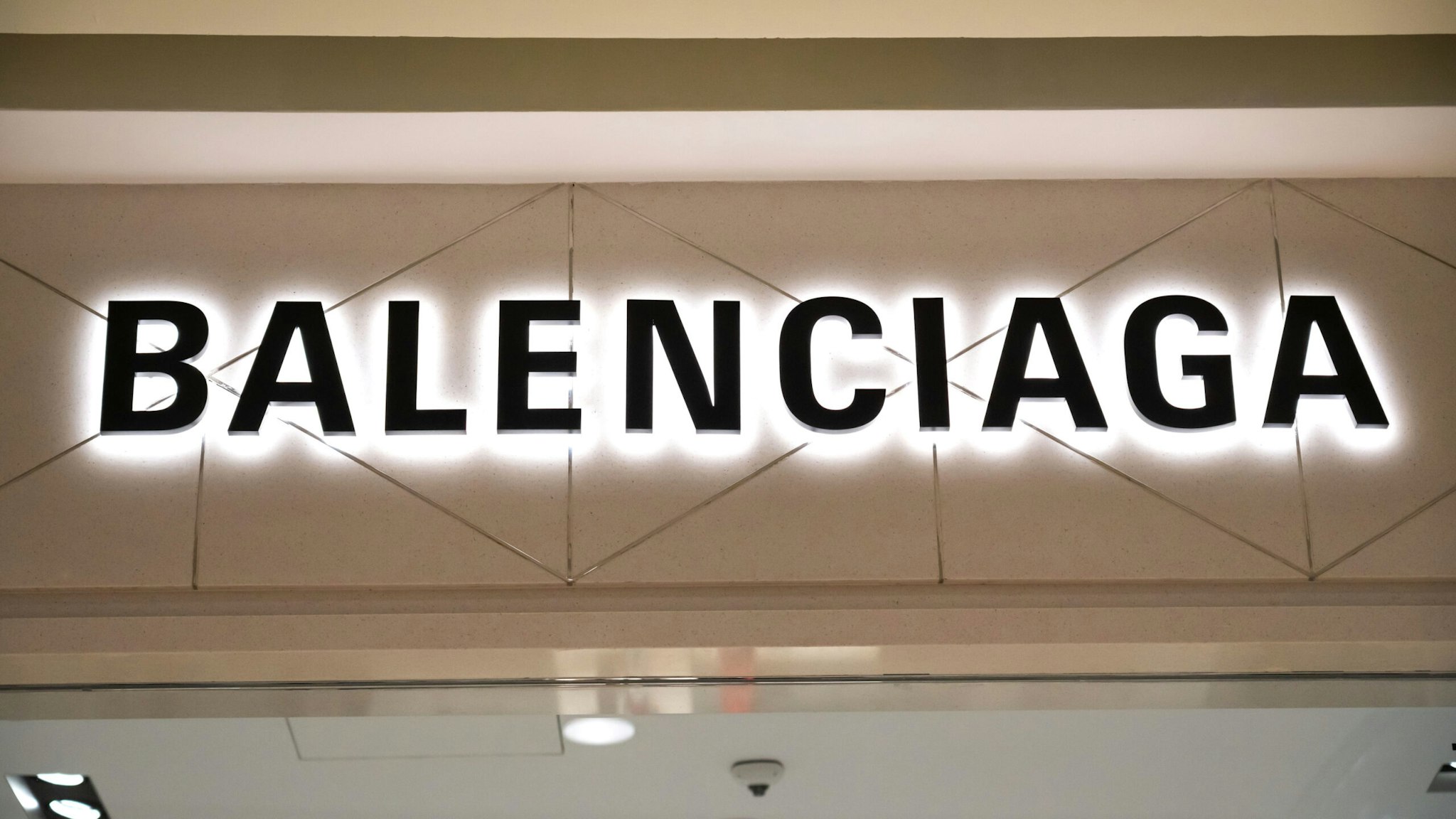 SHENZHEN, GUANGDONG, CHINA - 2019/10/05: French luxury fashion house brand Balenciaga logo seen in Shenzhen.