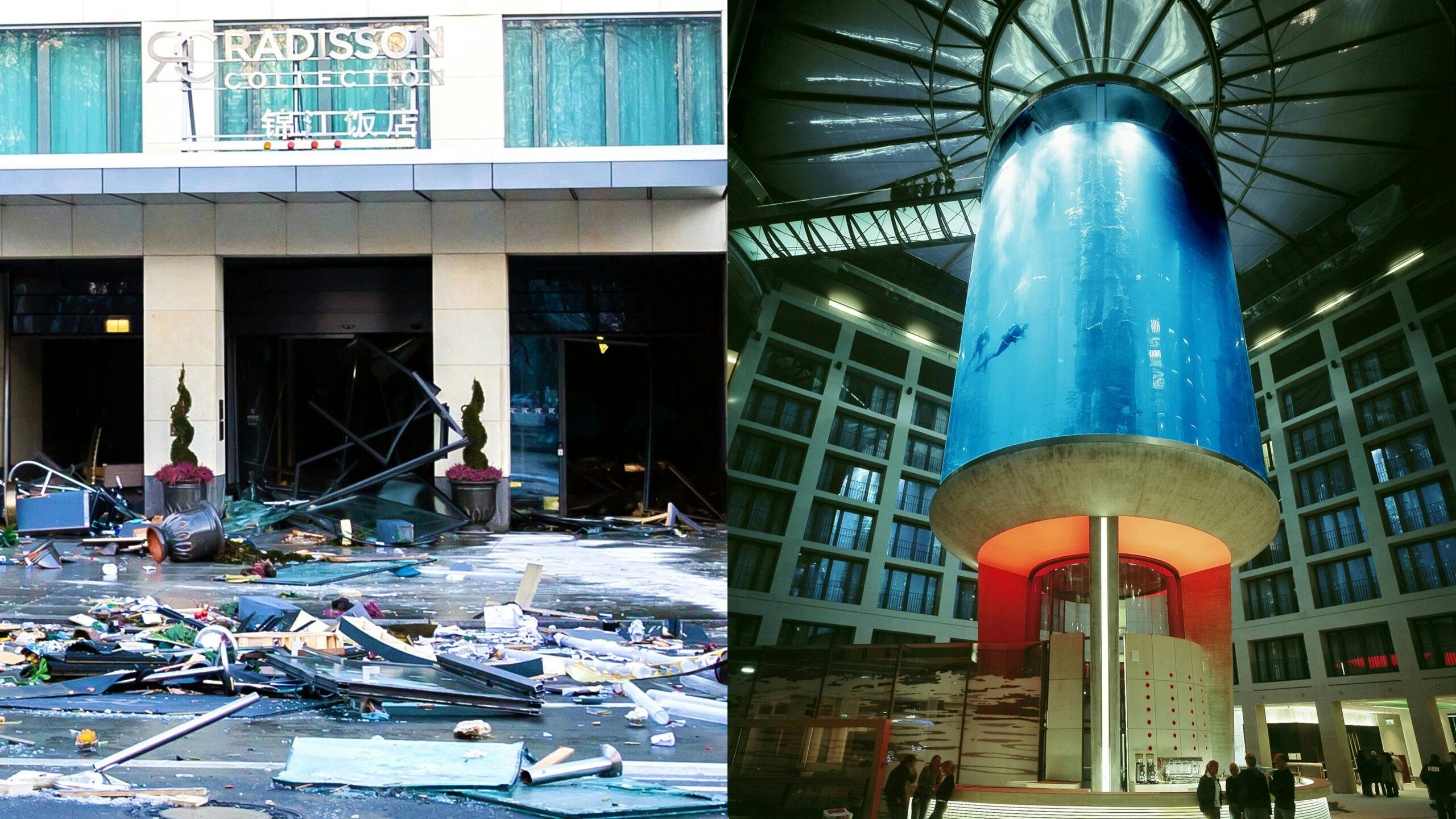 Massive 264,000Gallon Cylindrical Tropical Aquarium Explodes Inside