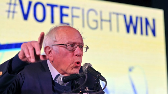 U.S. Sen. Bernie Sanders (I-VT) speaks during the “Our Future is Now” tour at the Downtown Grand Hotel & Casino on October 28, 2022 in Las Vegas, Nevada