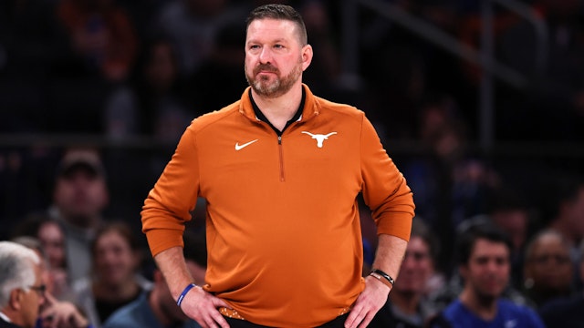 NEW YORK, NEW YORK - DECEMBER 06: Texas Longhorns head coach Chris Beard looks on during the second half of the game against the Illinois Fighting Illini at Madison Square Garden on December 06, 2022 in New York City.