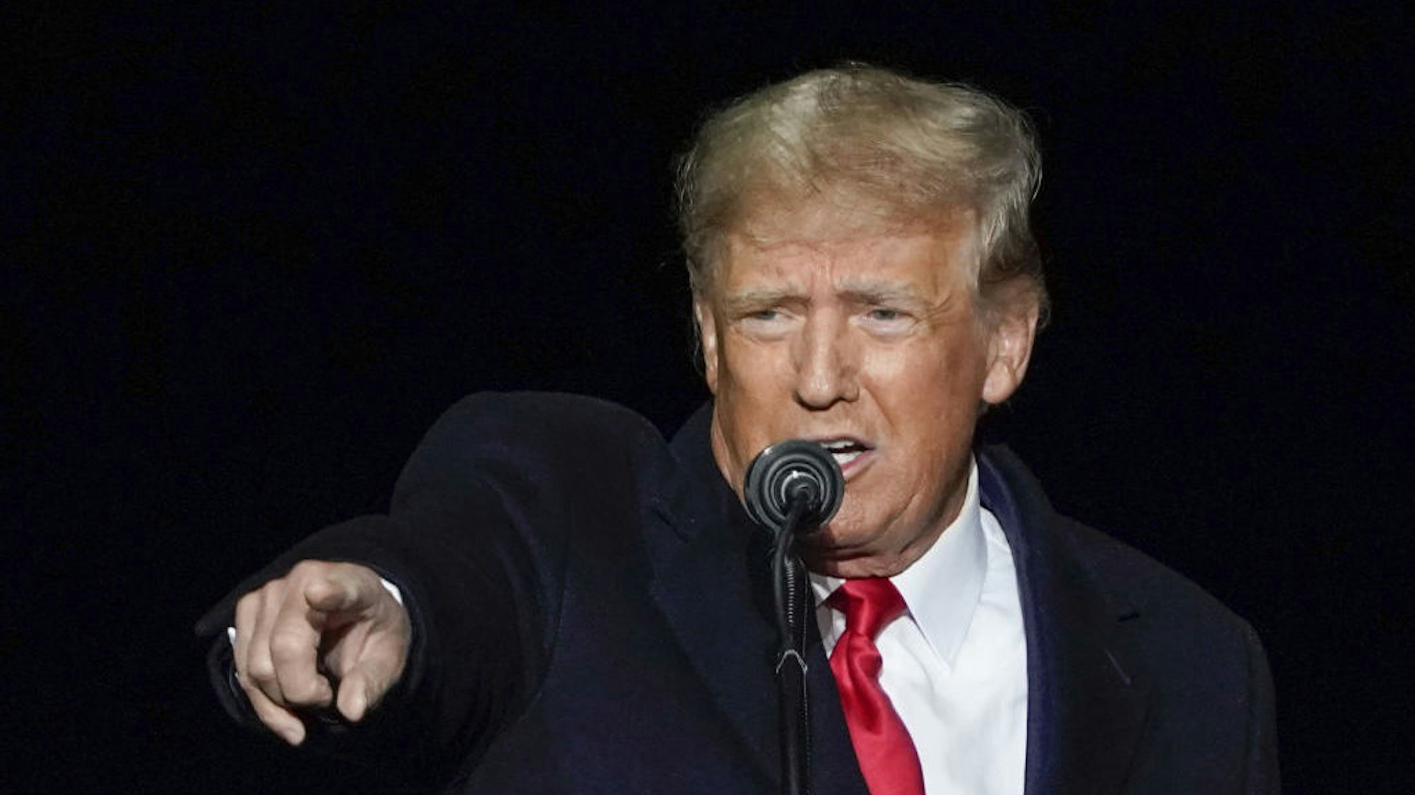 Former US President Donald Trump speaks during a 'Save America' rally in Vandalia, Ohio, US, on Monday, Nov. 7, 2022. Former President Donald Trump suggested an announcement that he plans to make another White House bid is imminent and attacked Florida Governor Ron DeSantis at a rally in Pennsylvania, a sign the former president is training his ire on a potential chief rival in a 2024 GOP primary. Photographer: Joshua A. Bickel/Bloomberg