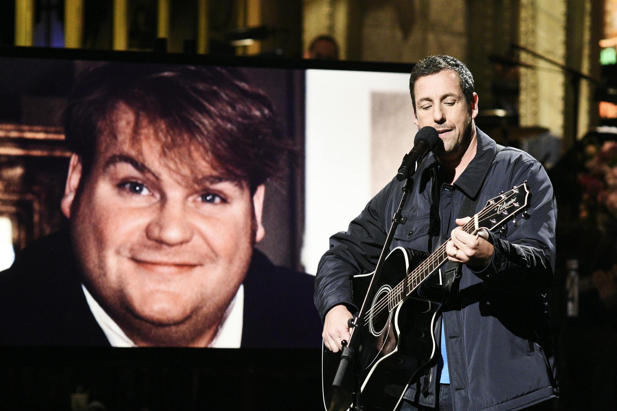 Adam Sandler Says Performing Chris Farley Tribute Still Makes Him ‘So Emotional’