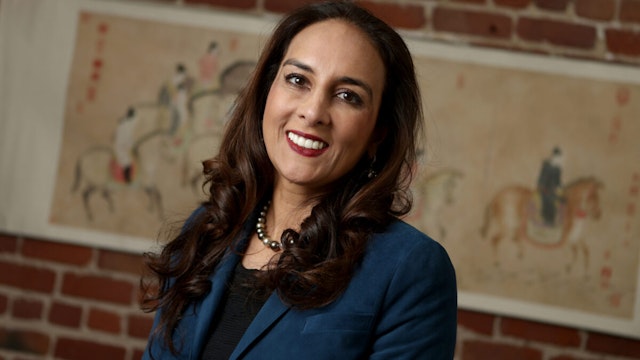 Attorney Harmeet Dhillon California's national committeewoman for the Republican National Committee poses for a photograph at her office in San Francisco, Calif., on Wednesday, Sept. 20, 2017.