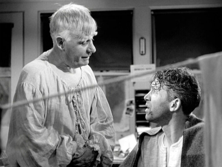 LOS ANGELES - DECEMBER 20: The movie "It's a Wonderful Life", produced and directed by Frank Capra. Seen here from left, Henry Travers as Clarence and James Stewart as George Bailey. Premiered December 20, 1946; theatrical wide release January 7, 1947. Screen capture. Paramount Pictures. (Photo by CBS via Getty Images)