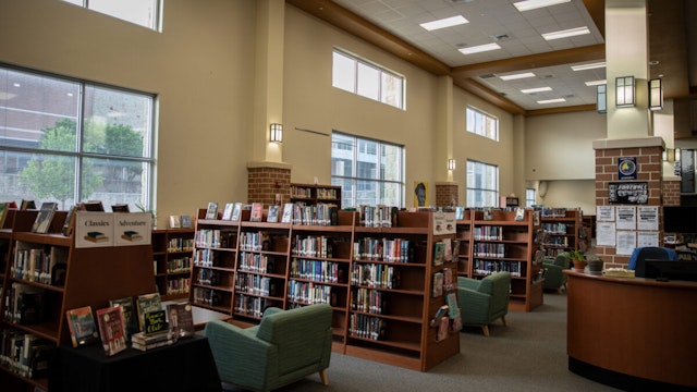 Vandegrift High Schools library in Austin, Texas on April 20, 2022.