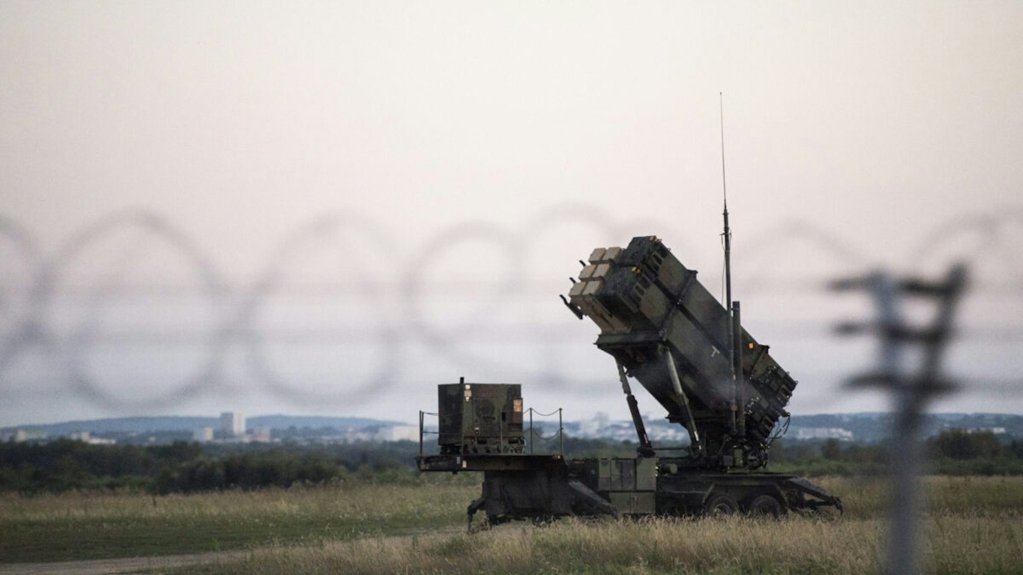 24 July 2022, Poland, Rzeszow: MIM-104 Patriot short-range anti-aircraft missile systems for defense against aircraft, cruise missiles and medium-range tactical ballistic missiles are located at Rzeszow Airport.