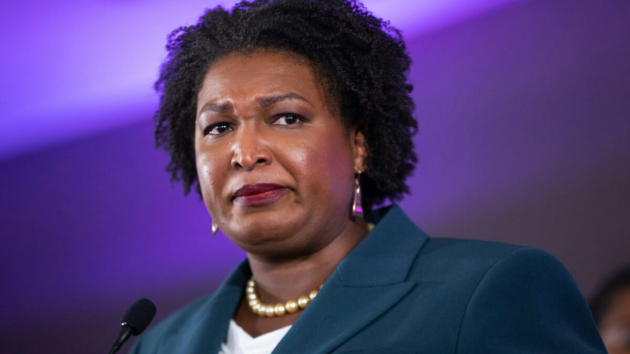 Stacey Abrams, Democratic gubernatorial candidate for Georgia, during an election night rally in Atlanta, Georgia, US, on Tuesday, Nov. 8, 2022.