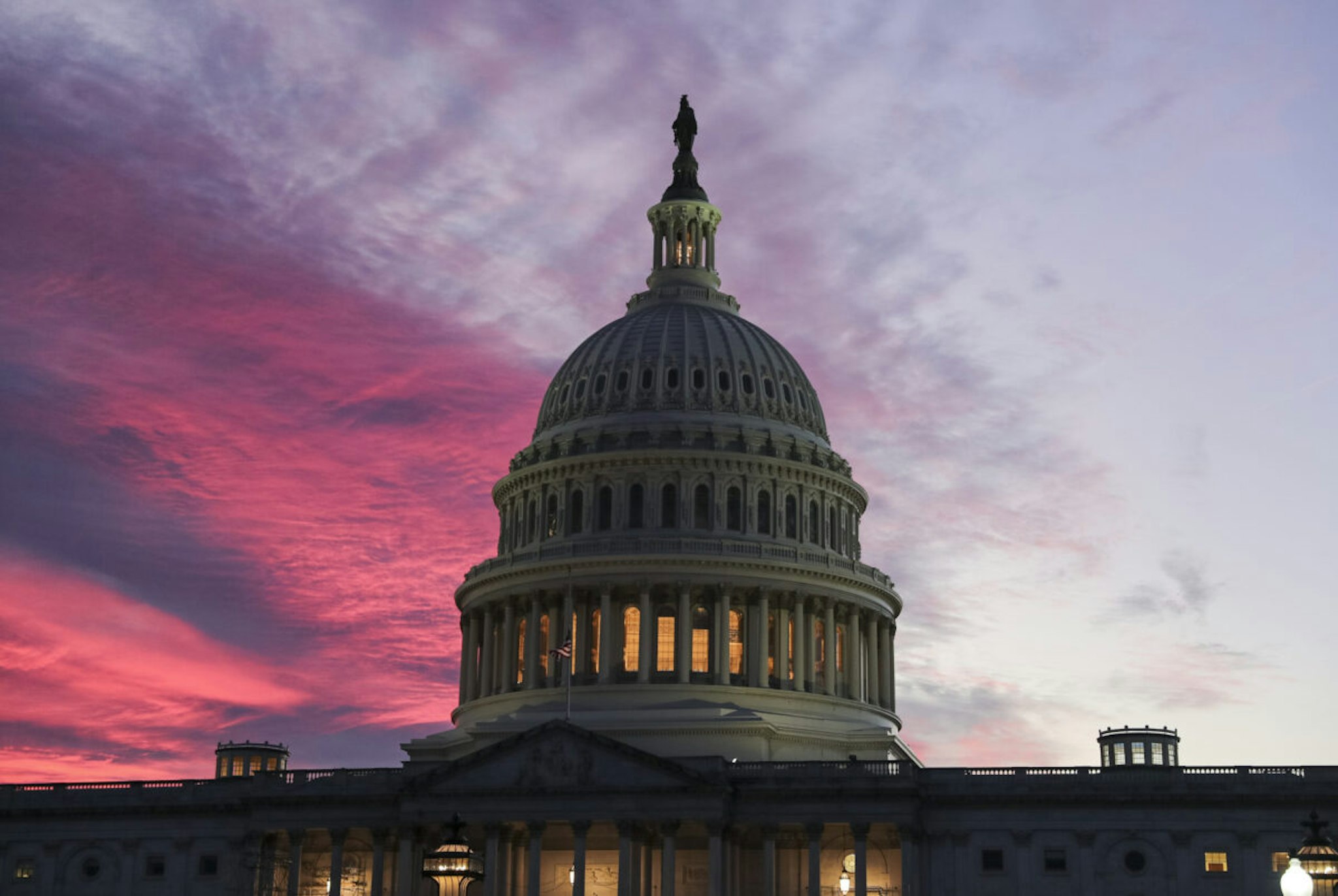 A view of sunset in the evening hours in the United States Capitol, Washington D.C., on December 02, 2022.