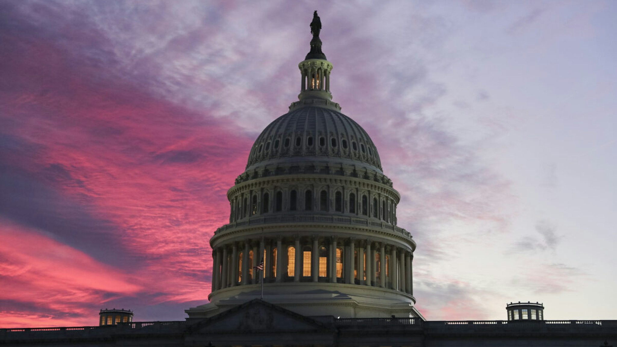 A view of sunset in the evening hours in the United States Capitol, Washington D.C., on December 02, 2022.
