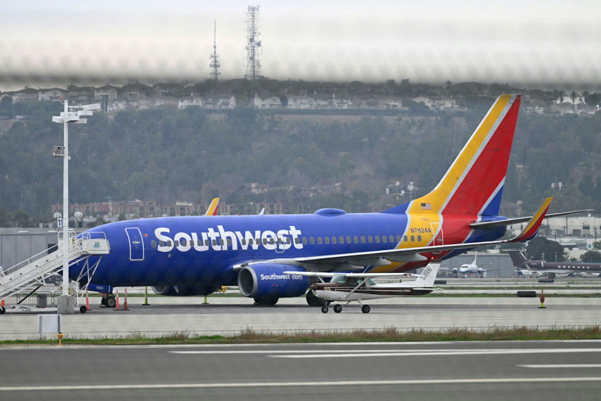 Long Beach, CA - December 27: Many airplanes are on the ground as Southwest Airlines has canceled hundreds of flights, departing from airports across Southern California including Long Beach on Tuesday, December 27, 2022. (Photo by Brittany Murray/MediaNews Group/Long Beach Press-Telegram via Getty Images)