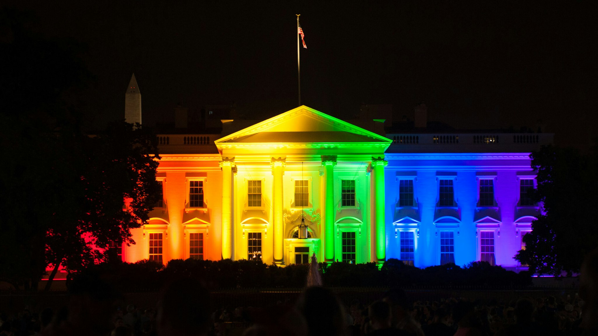 The White House is lit up in rainbow colors to celebrate the Supreme Court's opinion legalizing gay marriage in all fifty states