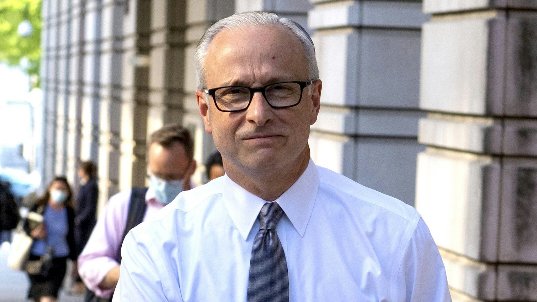 WASHINGTON, DC - MAY 19: (NY &amp; NJ NEWSPAPERS OUT) Former FBI general counsel James A. Baker departs United States District Court for the District of Columbia following a full day of giving testimony on May 19, 2022 in Washington, DC.