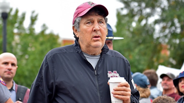 STARKVILLE, MISSISSIPPI - NOVEMBER 05: Hhead coach Mike Leach of the Mississippi State Bulldogs before the game against the Auburn Tigers at Davis Wade Stadium on November 05, 2022 in Starkville, Mississippi.
