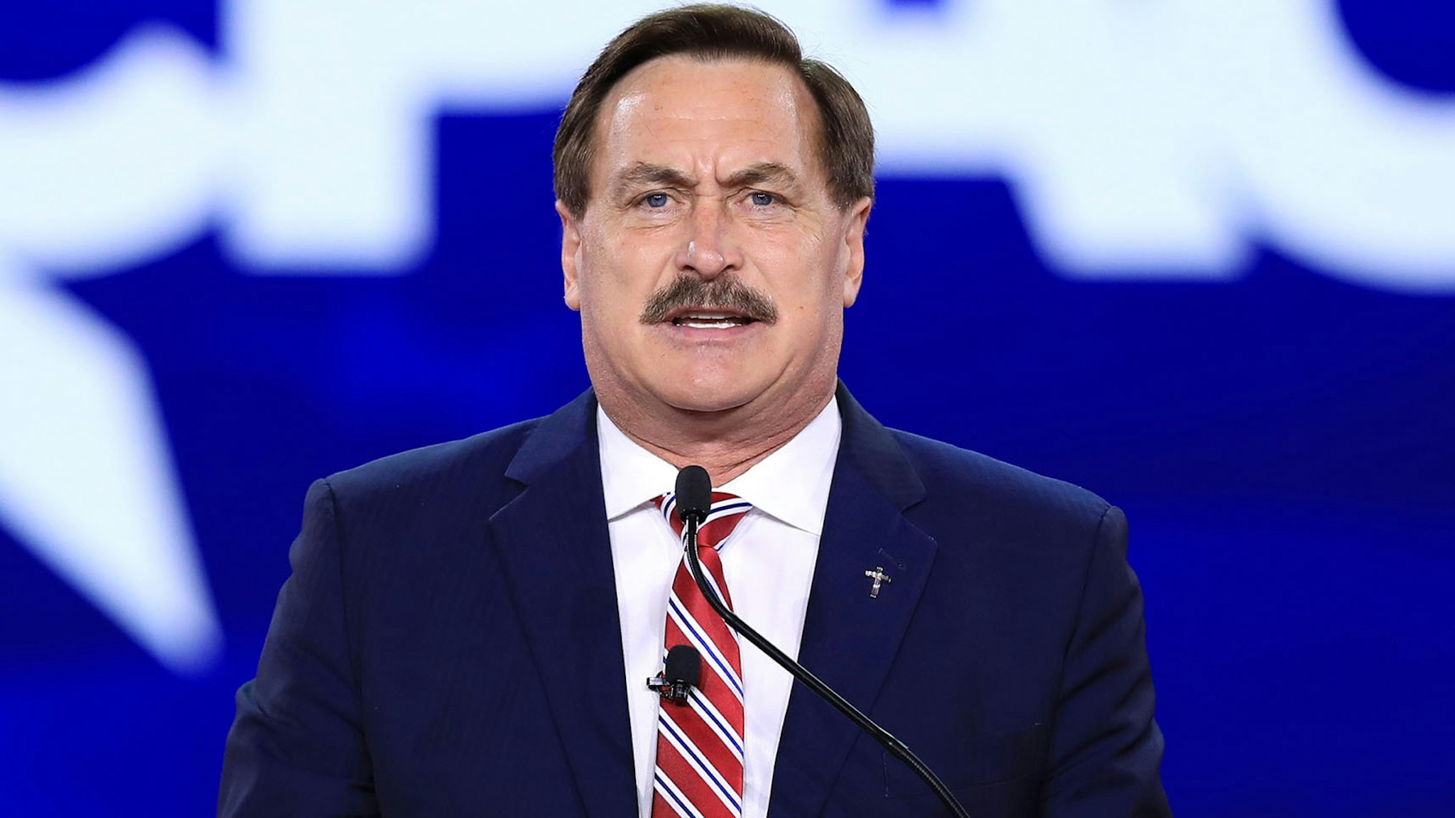 Mike Lindell, chief executive officer of My Pillow Inc., speaks during the Conservative Political Action Conference (CPAC) in Dallas, Texas, US, on Friday, Aug. 5, 2022. The Conservative Political Action Conference launched in 1974 brings together conservative organizations, elected leaders, and activists.