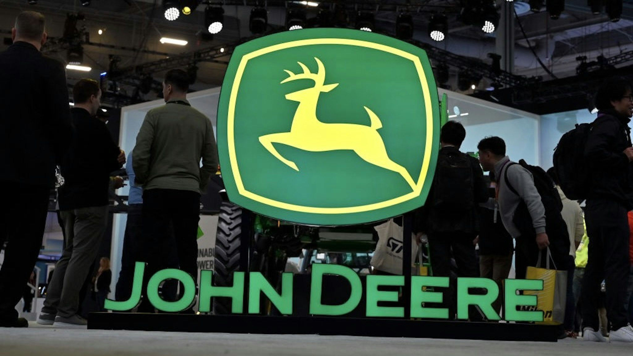 Las Vegas Hosts Annual CES Trade Show LAS VEGAS, NEVADA - JANUARY 05: John Deere booth signage is displayed at CES 2023 at the Las Vegas Convention Center on January 6, 2023 in Las Vegas, Nevada. CES, the world's largest annual consumer technology trade show, runs through January 08 and features about 3,200 exhibitors showing off their latest products and services to more than 100,000 attendees. (Photo by David Becker/Getty Images) David Becker / Stringer