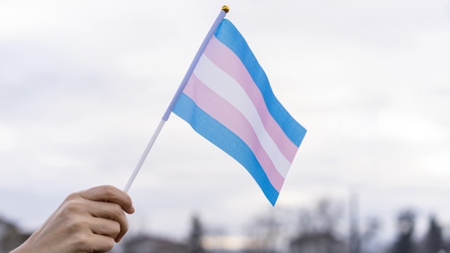 Transgender Flag - stock photo Transgender Flag hold in the sky Vladimir Vladimirov via Getty Images