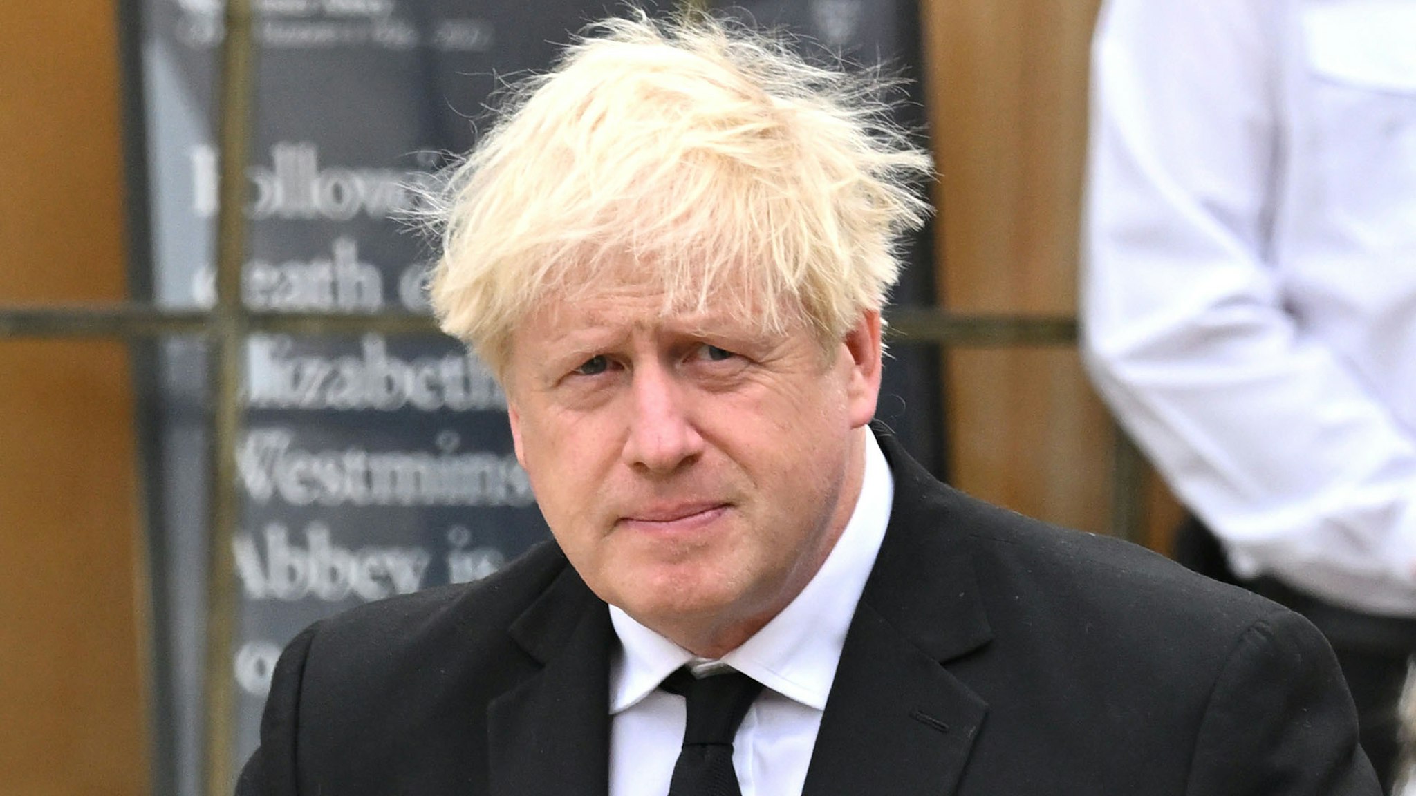 LONDON, ENGLAND - SEPTEMBER 19: Boris Johnson during the State Funeral of Queen Elizabeth II at Westminster Abbey on September 19, 2022 in London, England. Elizabeth Alexandra Mary Windsor was born in Bruton Street, Mayfair, London on 21 April 1926. She married Prince Philip in 1947 and ascended the throne of the United Kingdom and Commonwealth on 6 February 1952 after the death of her Father, King George VI. Queen Elizabeth II died at Balmoral Castle in Scotland on September 8, 2022, and is succeeded by her eldest son, King Charles III.
