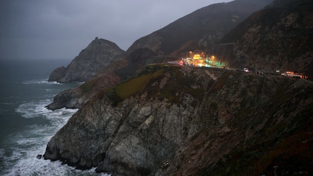 Tesla with four occupants plunged over a cliff on Highway 1 of California CALIFORNÄ°A, USA - JANUARY 2: Rescue teams are seen at the scene as a Tesla with four occupants plunged over a cliff on Pacific Coast Highway 1 at Devils Slide on January 2, 2022 in San Mateo County, California, United States. (Photo by Tayfun Coskun/Anadolu Agency via Getty Images) Anadolu Agency / Contributor
