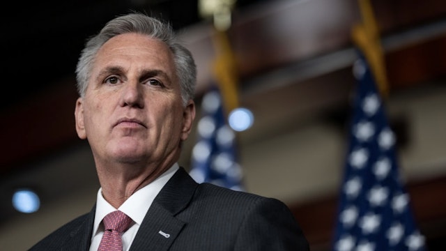 WASHINGTON, DC - NOVEMBER 03: House Minority Leader Kevin McCarthy (R-CA) speaks during a news conference on Wednesday, Nov. 3, 2021 in Washington, DC.