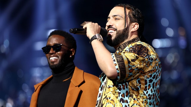 LAS VEGAS, NEVADA - MAY 15: (L-R) Host Sean 'Diddy' Combs and French Montana speak onstage during the 2022 Billboard Music Awards at MGM Grand Garden Arena on May 15, 2022 in Las Vegas, Nevada.