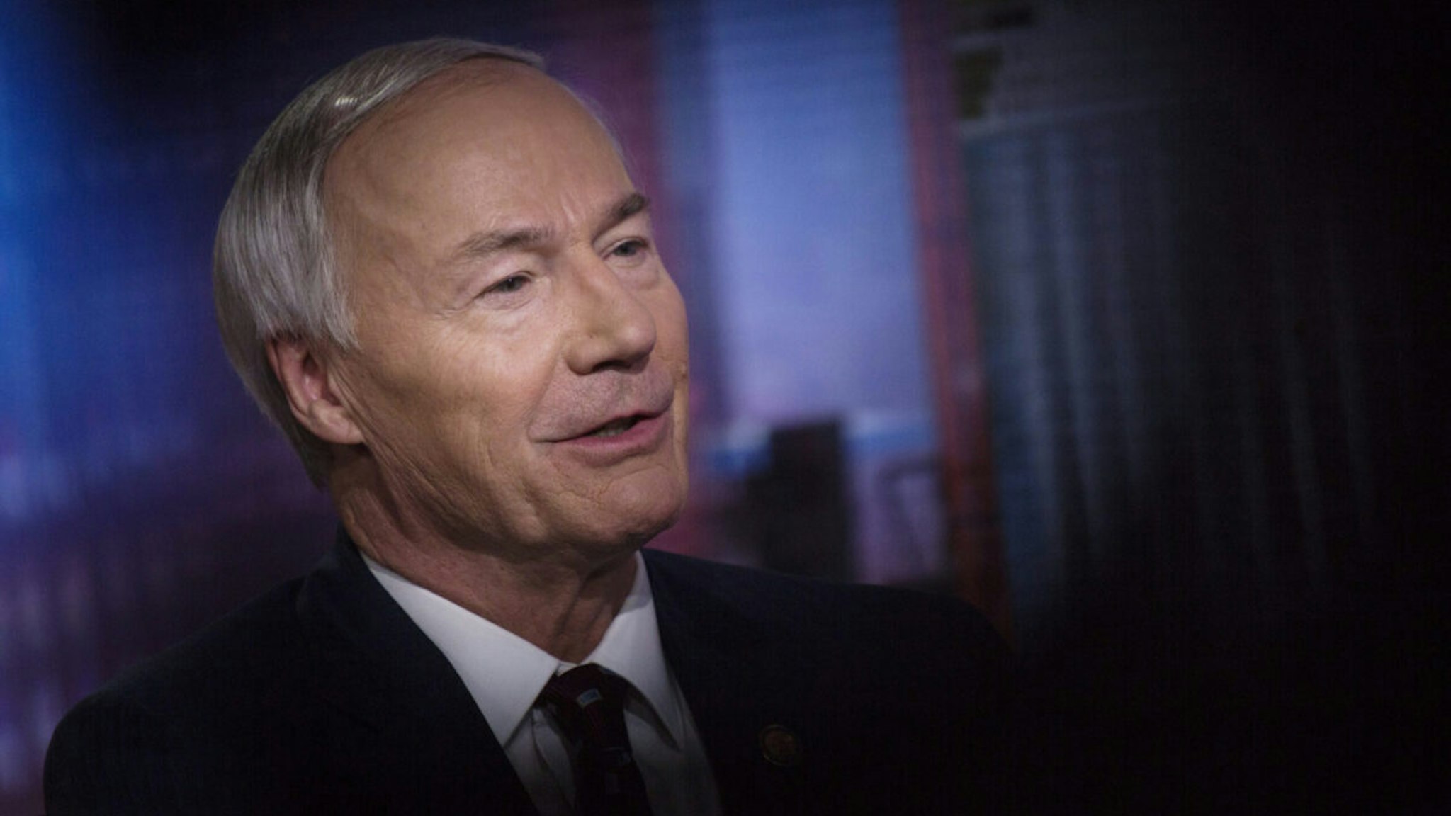 Asa Hutchinson, governor of Arkansas, speaks during a Bloomberg Television interview in New York, U.S., on Tuesday, May 28, 2019.