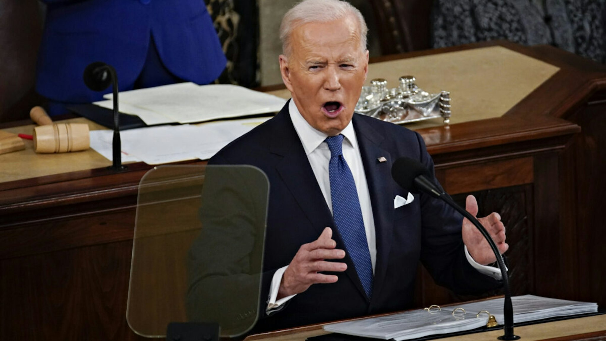 U.S. President Joe Biden delivers the State of the Union address during a joint session of Congress in the U.S. Capitol’s House Chamber on March 01, 2022 in Washington, DC.
