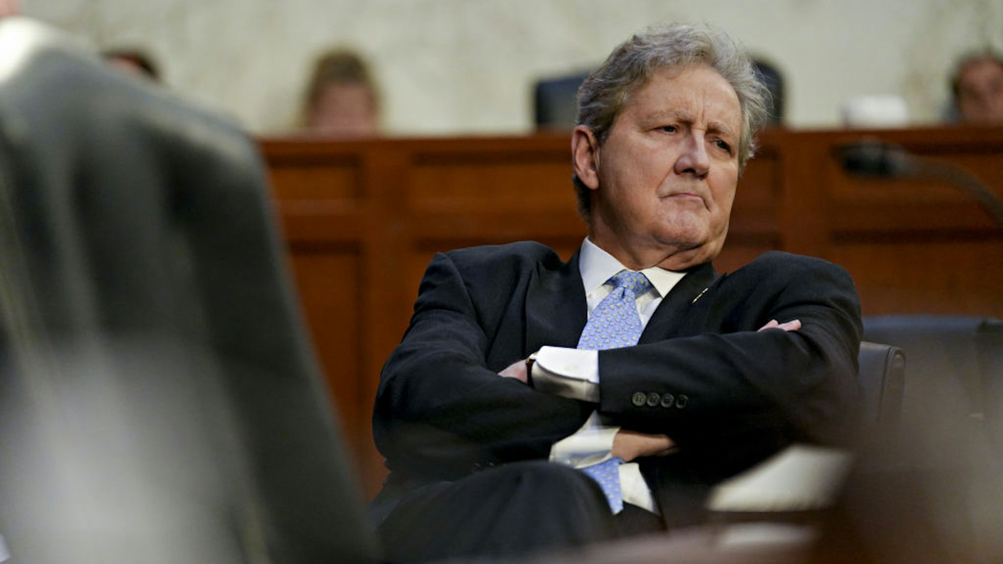Senator John Kennedy, a Republican from Louisiana, during a Senate Judiciary Committee hearing with Twitter whistleblower Peiter Zatko in Washington, D.C., US, on Tuesday, Sept. 13, 2022. Zatko's first public appearance since his explosive allegations against the social media giant comes as lawmakers and regulators seek to rein in or break up tech companies. Photographer: Eric Lee/Bloomberg via Getty Images