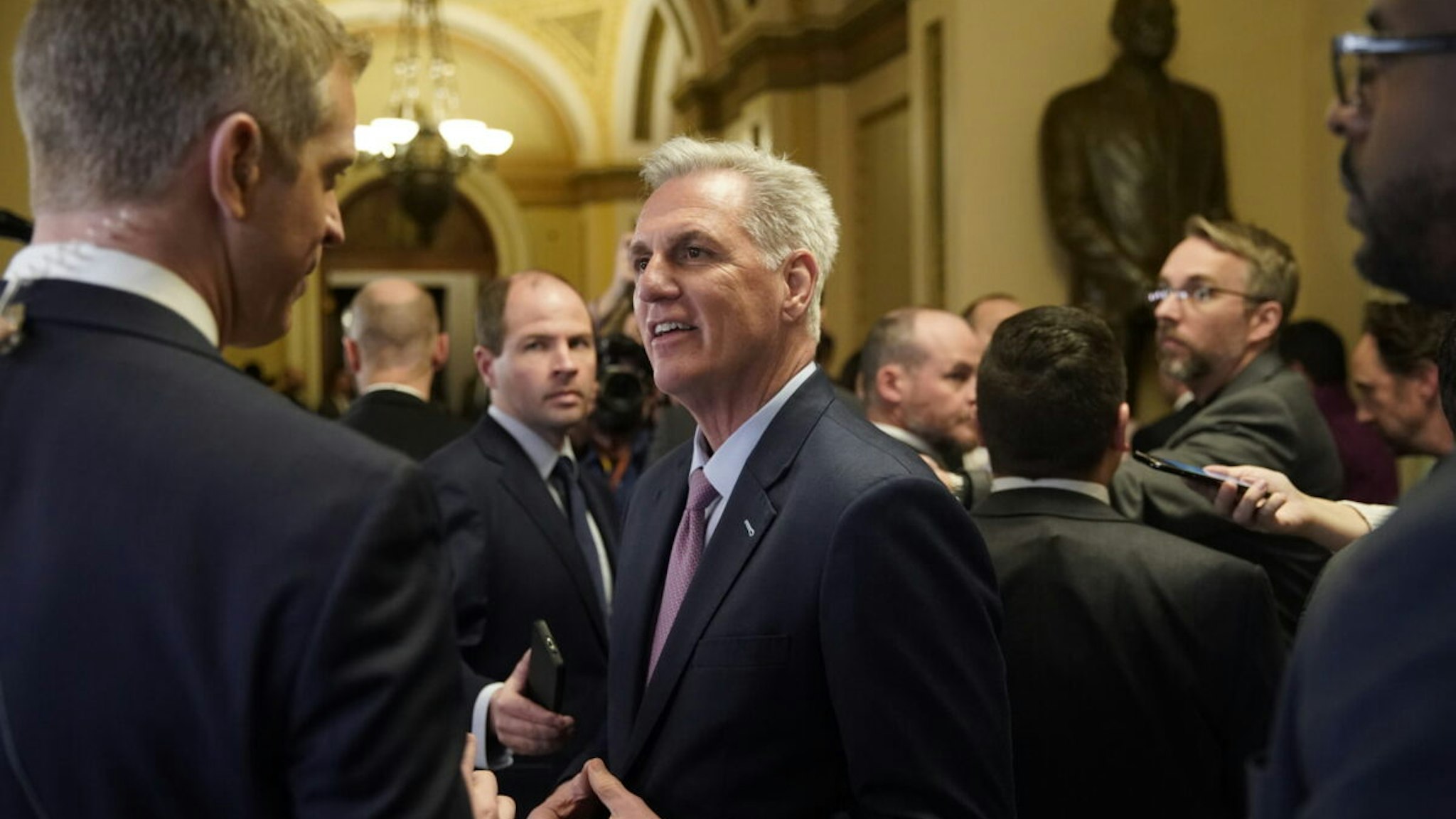 Representative Kevin McCarthy, a Republican from California, before a meeting of the 118th Congress in the House Chamber at the US Capitol in Washington, DC, US, on Friday, Jan. 6, 2023.