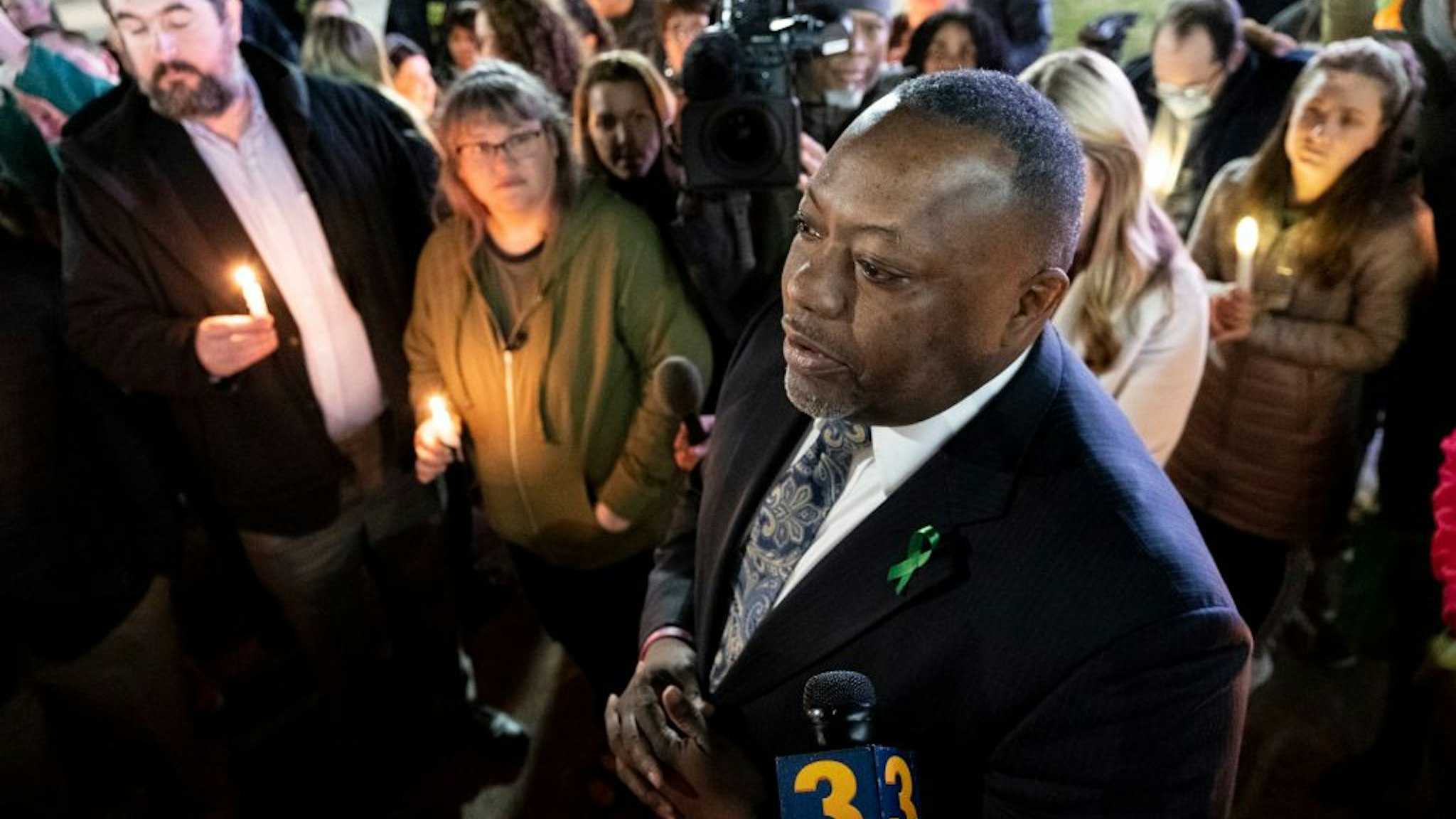 Newport News superintendent George Parker speaks during a vigil for Abby Zwerner, the teacher shot by a 6-year-old student at Richneck Elementary, in front of the Newport News Public Schools Administration Building on Jan. 9, 2023. Shortly after the shooting, police said Zwerner had life-threatening injuries, but she has improved and was listed in stable condition at a local hospital.