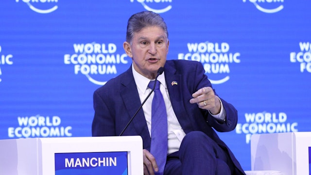 U.S. Senator Joe Manchin attends a special session within the World Economic Forum (WEF) in Davos, Switzerland on January 19, 2023.