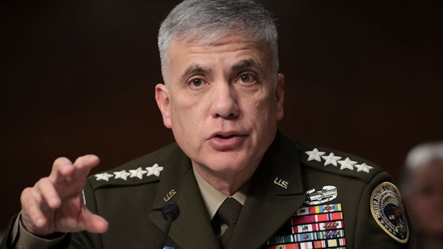 WASHINGTON, DC - APRIL 05: General Paul Nakasone, Commander United States Cyber Command and Director of the National Security Agency testifies before the Senate Armed Services Committee on April 5, 2022 in Washington, DC. Nakasone testified on the posture of United States Cyber Command in review of the Defense Authorization Request for fiscal year 2023.