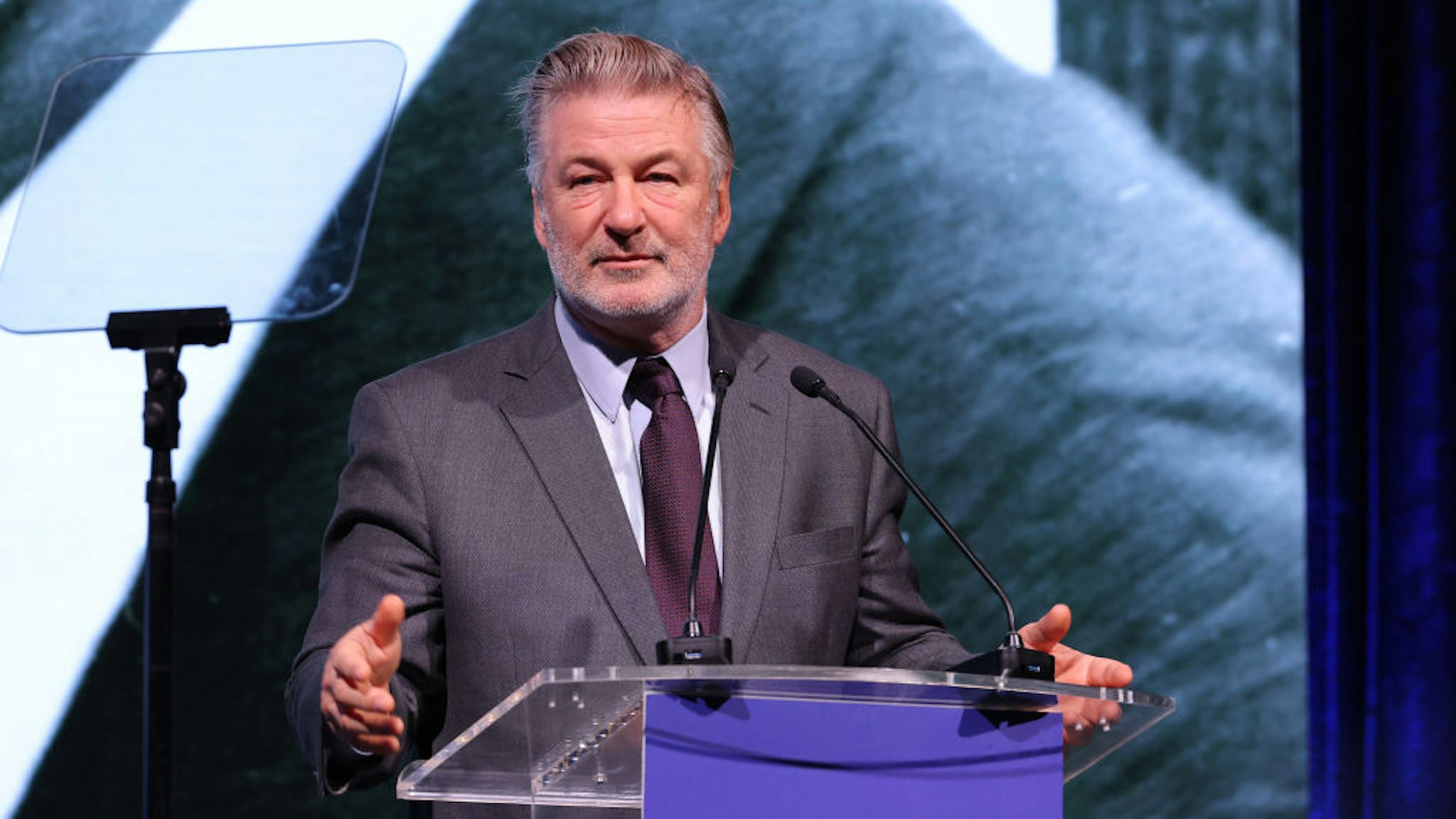 NEW YORK, NEW YORK - DECEMBER 06: Alec Baldwin speaks onstage at the 2022 Robert F. Kennedy Human Rights Ripple of Hope Gala at New York Hilton on December 06, 2022 in New York City. (Photo by Mike Coppola/Getty Images for 2022 Robert F. Kennedy Human Rights Ripple of Hope Gala)