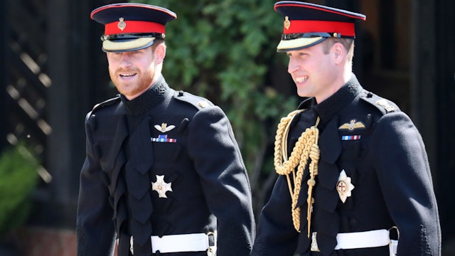 WINDSOR, UNITED KINGDOM - MAY 19: Prince Harry arrives at his wedding to Ms. Meghan Markle with his best man Prince William, Duke of Cambridge at St George's Chapel at Windsor Castle on May 19, 2018 in Windsor, England. (Photo by Jane Barlow - WPA Pool/Getty Images)