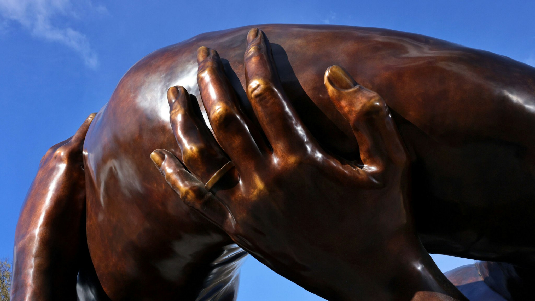 Boston, MA - January 10: Embrace, the Dr. Martin Luther King Jr. memorial sculpture at Boston Common.