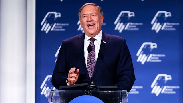Former US Secretary of State Mike Pompeo speaks during a Republican Jewish Coalition Annual Leadership Meeting in Las Vegas, Nevada on November 18, 2022.