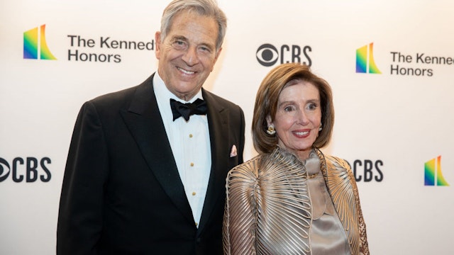 WASHINGTON, D.C. - DECEMBER 5: Paul Pelosi and Nancy Pelosi pose on the red carpet of the 44th annual Kennedy Center Honors at the Kennedy Center in Washington, D.C. on Sunday, December 5, 2021. (Amanda Andrade-Rhoades/For The Washington Post via Getty Images)