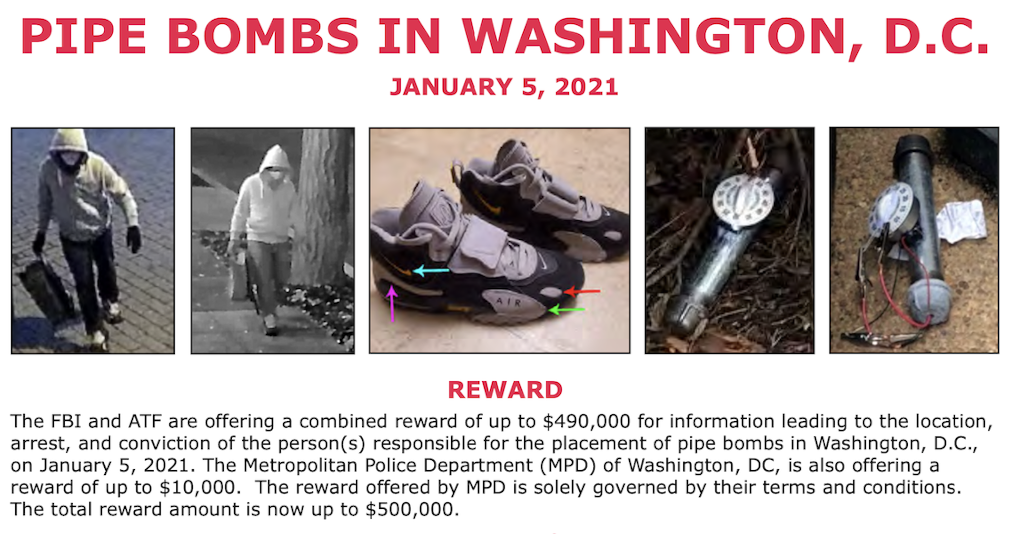 Reward For Info On DNC, RNC Pipe Bomber Jumps To 500,000 As