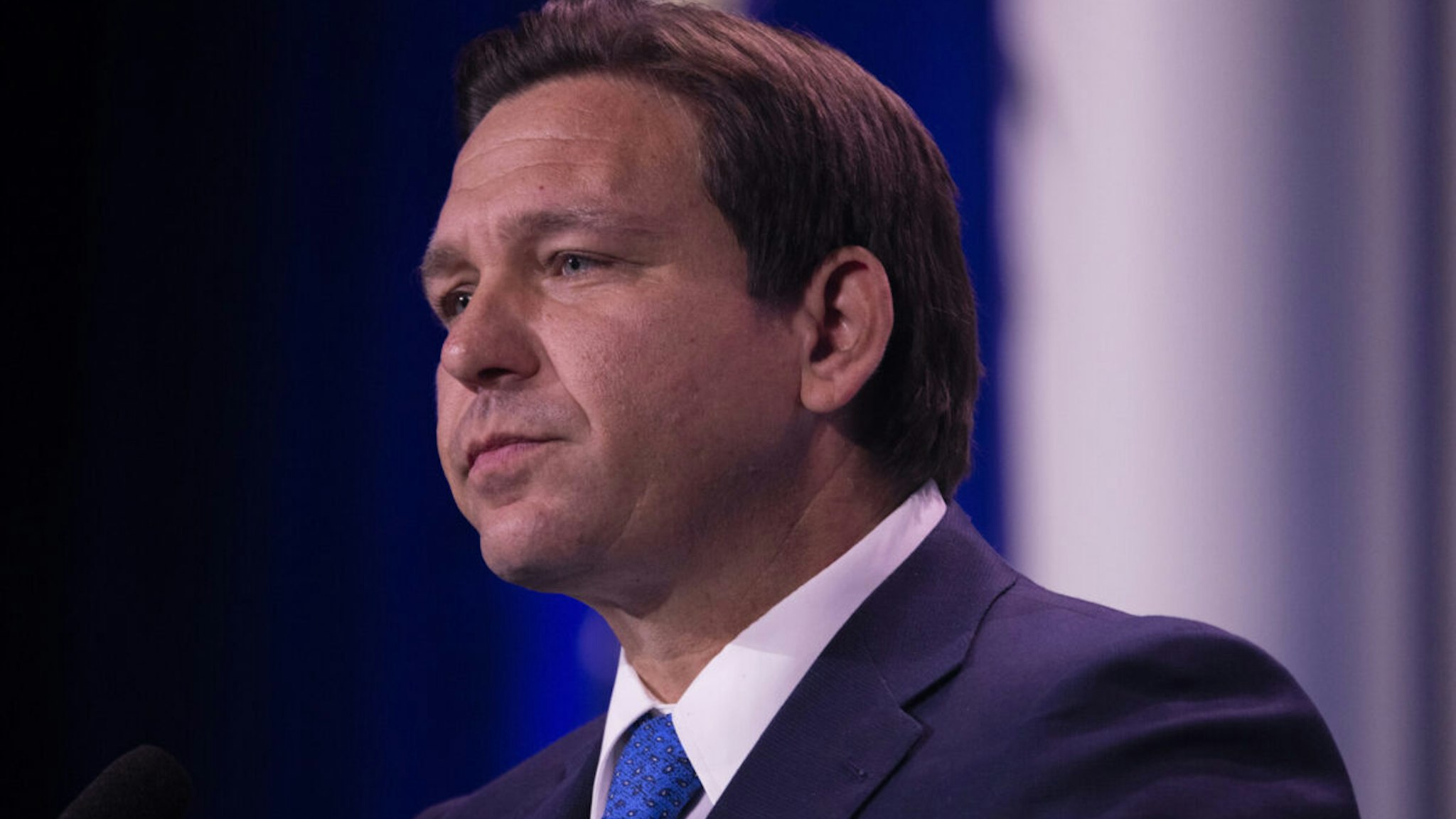 Florida Governor Ron DeSantis speaks to the Republican Jewish Coalition annual meeting at the Venetian in Las Vegas, Nevada on November 19, 2022
