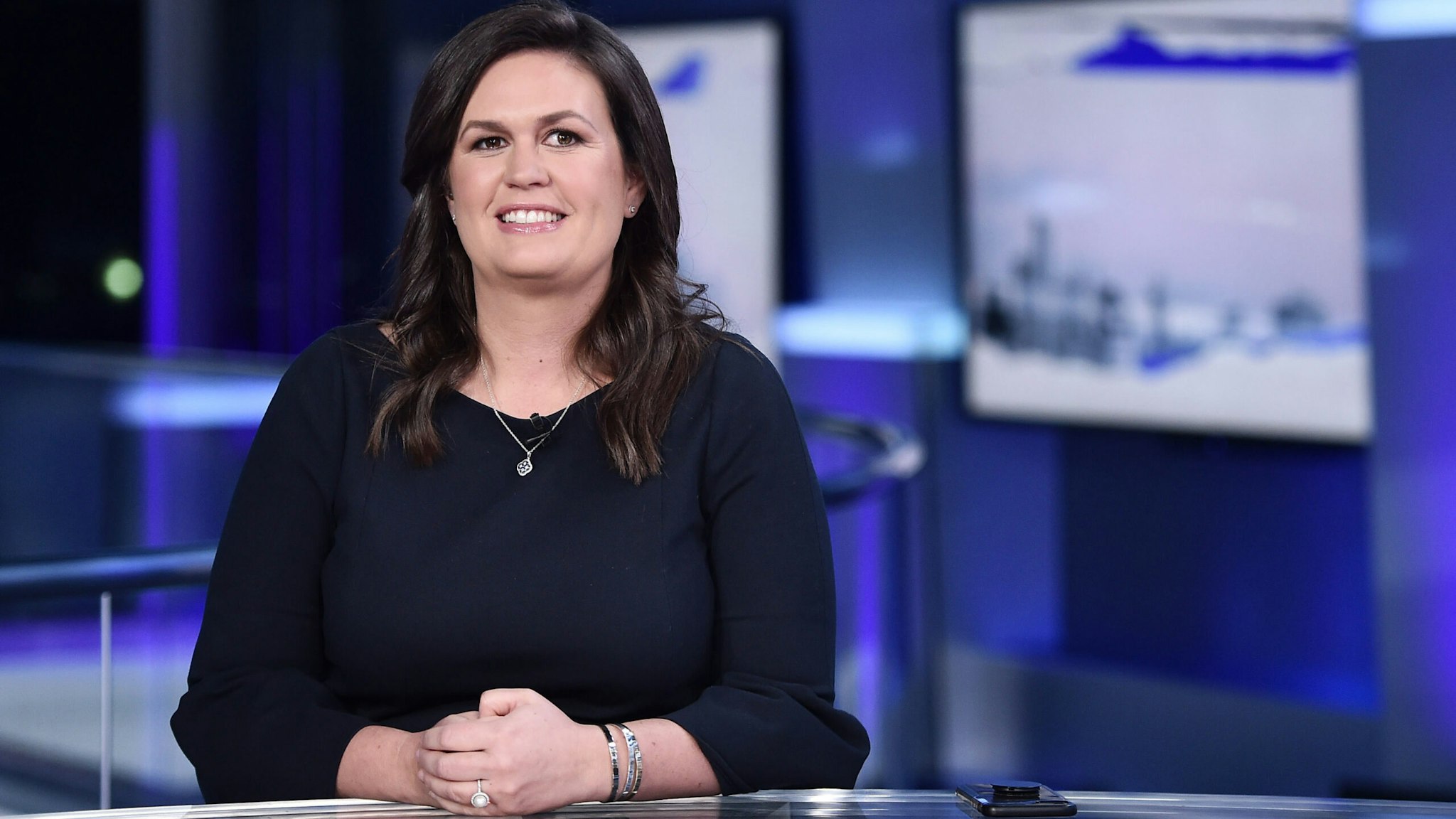 NEW YORK, NEW YORK - SEPTEMBER 17: (EXCLUSIVE COVERAGE) FOX News Contributor Sarah Huckabee Sanders visit "The Story with Martha MacCallum" on September 17, 2019 in New York City.