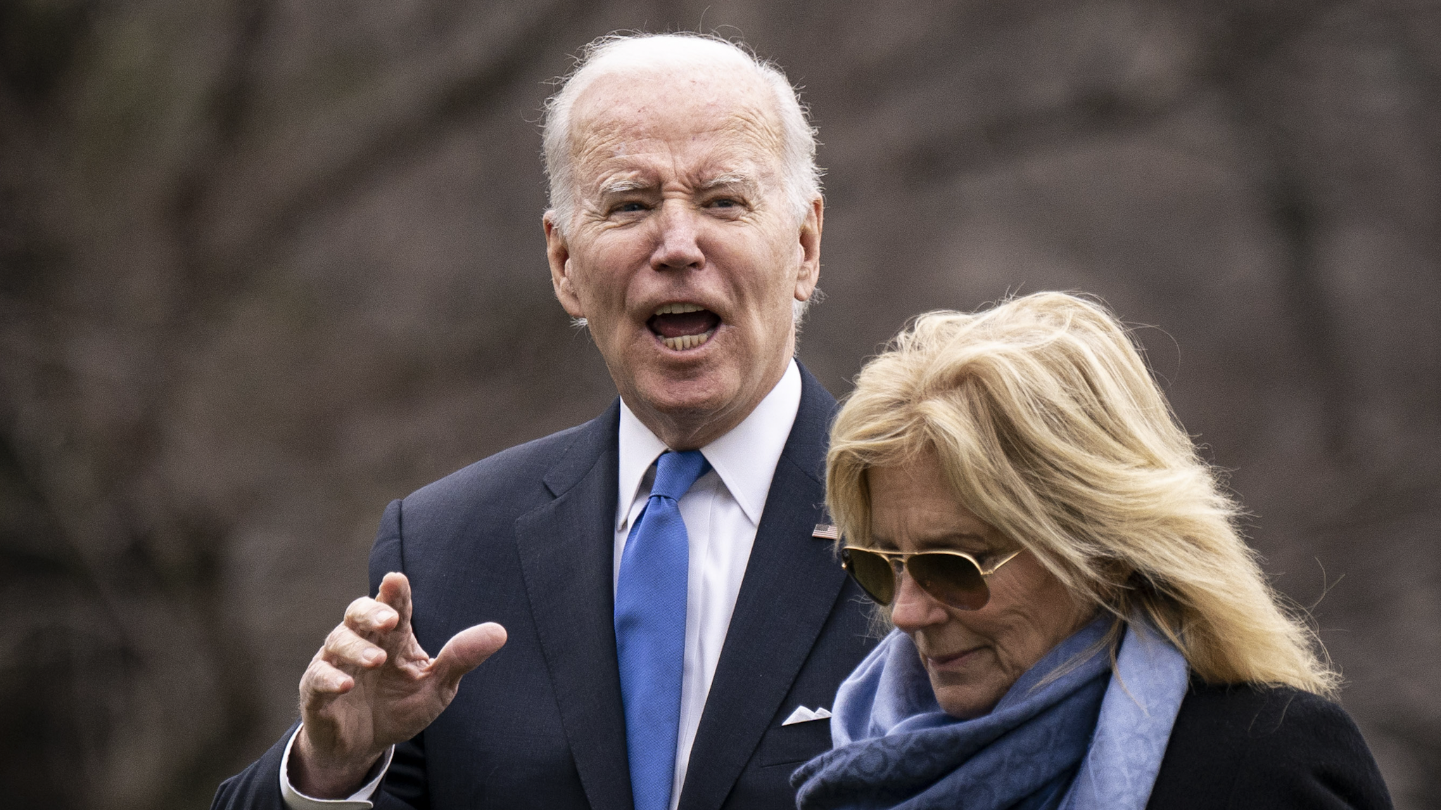 US President Joe Biden and First Lady Jill Biden, right, walk on the South Lawn of the White House in Washington, DC, US, on Monday, Jan. 23, 2023. The Justice Department found six items containing classified information during a Friday search of Biden's home in Wilmington, Delaware, his personal lawyers said on Saturday.