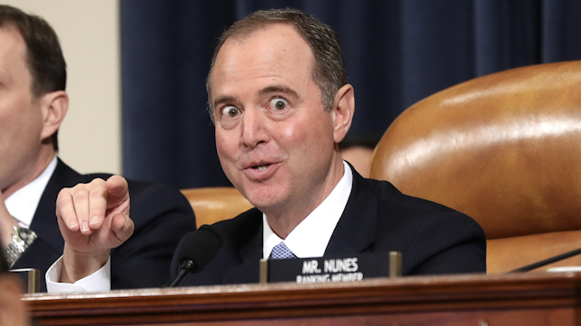 WASHINGTON, DC - NOVEMBER 13: House Intelligence Committee Chairman Adam Schiff (D-CA) referees members as they question witnesses during the first day of public hearing in the impeachment inquiry in the Longworth House Office Building on Capitol Hill November 13, 2019 in Washington, DC. In the first public impeachment hearings in more than two decades, House Democrats are trying to build a case that President Donald Trump committed extortion, bribery or coercion by trying to enlist Ukraine to investigate his political rival in exchange for military aide and a White House meeting that Ukraine President Volodymyr Zelensky sought with Trump.