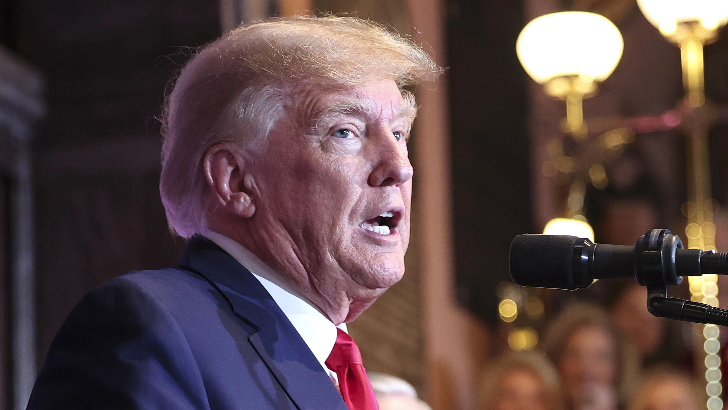 COLUMBIA, SOUTH CAROLINA - JANUARY 28: Former U.S. President Donald Trump delivers remarks at the South Carolina State House on January 28, 2023 in Columbia, South Carolina. Trump's visit to South Carolina marks his first visit to the state since announcing his intention to seek the presidency for a second term in 2024.